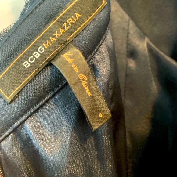 BCBG Maxazria navy blue satin gown - Picture 7 of 9